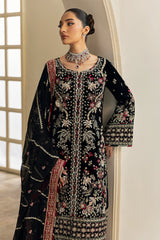 Celeste By Gulaal Unstitched 3 Piece Velvet Suit-Raven