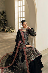 Celeste By Gulaal Unstitched 3 Piece Velvet Suit-Raven
