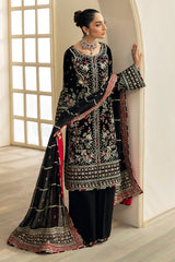 Celeste By Gulaal Unstitched 3 Piece Velvet Suit-Raven