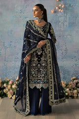 Celeste By Gulaal Unstitched 3 Piece Velvet Suit-Azure