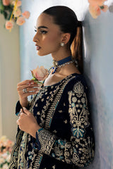 Celeste By Gulaal Unstitched 3 Piece Velvet Suit-Azure