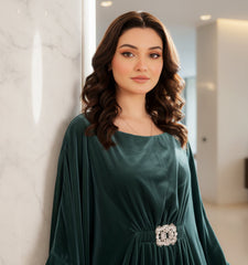 Veloria By Dressline Velvet Kaftan Winter Collection'2025-veloria-stitched-forest-jewel