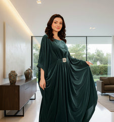 Veloria By Dressline Velvet Kaftan Winter Collection'2025-veloria-stitched-forest-jewel