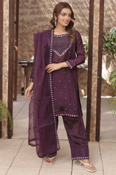 Gul Riaz By Fatima Nehal Stitched 3 Piece Luxury Festive Suit-GRF-02-Purple