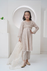 Mahroo Stitched 3 Piece Formals Kids Frock Collection'2025-R-SFC-003