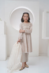 Mahroo Stitched 3 Piece Formals Kids Frock Collection'2025-R-SFC-003