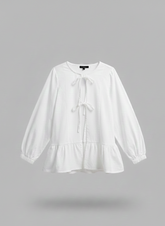 Urban Cut White Cotton Peplum Shirt