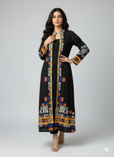 Brandlo PK Black Ethnic Print Long Shrug 2-Piece Set (YL 13)