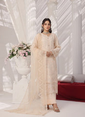 Batul By Dressline Semi Stitched 3 Piece luxury Emb Chiffon Collection'2025-batul-semi-stitched-butter-cream