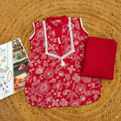 Hiba Fashion Red and white 2 PC Lawn suit (BFT-0013)