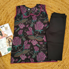 Hiba Fashion Black and purple 2 PC Lawn suit (BFT-0014)