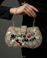 Gilded Embellished Kundan Clutch Bag