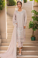 Gira By Bin Saeed Stitched 3 Piece Luxury Emb Chiffon Suit-OMSC-978-Grey