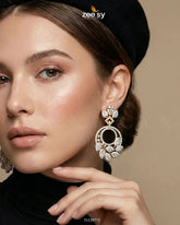 Golden Royal Round Zirconia Earrings