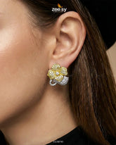 Golden Sapphires Floral Crystal Earrings