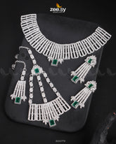 Asma's Bridal Sets Silver Green - Zeesy Jewellery