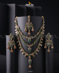 Sonya's Necklace Set Golden Champagne & Green - Zeesy Jewellery