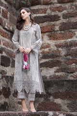 Gulmina Unstitched 3 Piece Luxury Lawn Vol-02 Suit-Grey Dusk Long Shirt With Trouser