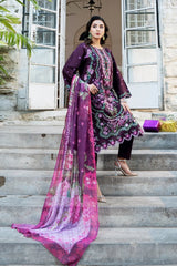 Dhaga Stitched 3 Piece Embroidered Summer Suit-Lantana