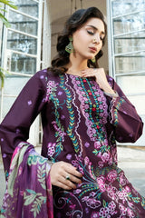 Dhaga Stitched 3 Piece Embroidered Summer Suit-Lantana