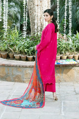 Dhaga Stitched 3 Piece Summer Suit-Petal pop