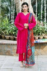 Dhaga Stitched 3 Piece Summer Suit-Petal pop