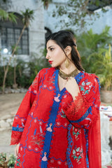 Dhaga Stitched 3 Piece Embroidered Summer Suit-Surkhaab