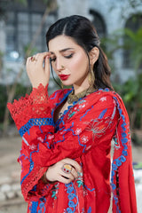 Dhaga Stitched 3 Piece Embroidered Summer Suit-Surkhaab