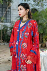 Dhaga Stitched 3 Piece Embroidered Summer Suit-Surkhaab