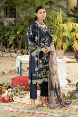 Dhaga Stitched 3 Piece Summer Suit-Royal azure