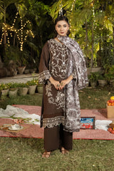 Dhaga Stitched 3 Piece Summer Suit-Mocha Elegence