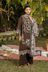 Dhaga Stitched 3 Piece Summer Suit-Mocha Elegence