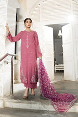 Dhaga Stitched 3 Piece Embroidered Summer Suit-Irina