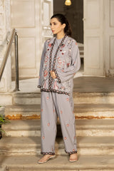 Dhaga Stitched 3 Piece Embroidered Summer Suit-Sora