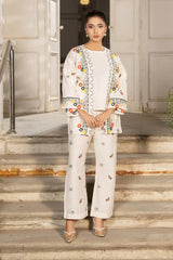 Dhaga Stitched 3 Piece Summer Suit-Ivorya