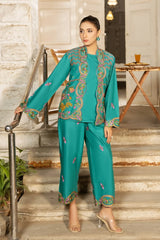Dhaga Stitched 3 Piece Embroidered Summer Suit-Daria