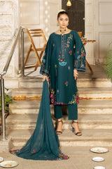 Dhaga Stitched 3 Piece Embroidered Summer Suit-Lian