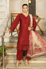 Dhaga Stitched 3 Piece Summer Suit-Ruby dusk
