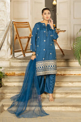 Dhaga Stitched 3 Piece Summer Suit-Noor e neel