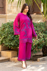 Dhaga Stitched 2 Piece Summer Suit-Midnight Magenta