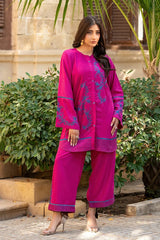 Dhaga Stitched 2 Piece Summer Suit-Midnight Magenta