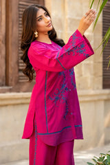 Dhaga Stitched 2 Piece Summer Suit-Midnight Magenta