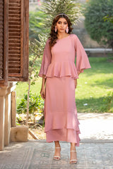 Dhaga Stitched 2 Piece Summer Suit-Pepolka Peach