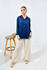 WestWalk By Mashrib Western Shirts Collection'2025-Blue Silk Shirt