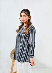 WestWalk By Mashrib Western Shirts Suit-Black Stripes Linen Shirt