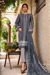 Damask By HZ Stitched 3 Piece Prints Jacquard Suit-DPJ-038-Strip