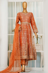 Jashn By HZ Stitched 3 Piece Luxury Formals Suit-HZK-206-Orange