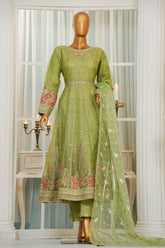 Jashn By HZ Stitched 3 Piece Luxury Formals Suit-HZK-208-Green