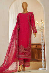 Shaadmaani By HZ Stitched 3 Piece Luxury Formals Suit-HZK-215-Shocking Pink
