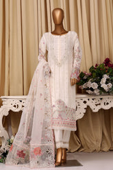 Falsafaa By HZ Stitched 3 Piece Emb Organza Vol-07 Suit-HZK-219-Cream